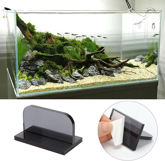 6 Pcs Acrylic Aquarium Lid Handles, Transparent Grey Glass Fish Tank Cover Handle with Adhesive Sticker, Rectangle Aquarium Tank Lid Replacement Handle for Aquarium Fish Cover Holder KCGANI