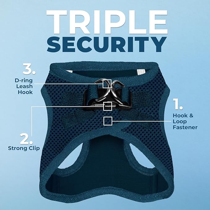 Voyager Step-in Air Dog Harness - All Weather Mesh, Reflective, No Pull Harness for Small, Medium Dogs, Cats - Secure with Hook & Loop Fastener, Buckle, Double D-Rings - Blue, M BestPetSuppliesLLC