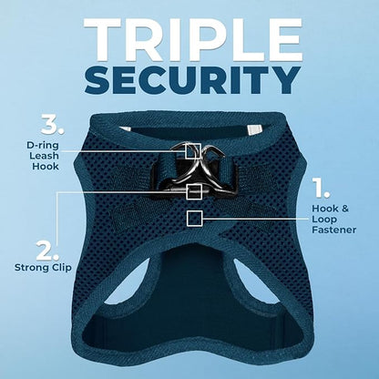 Voyager Step-in Air Dog Harness - All Weather Mesh, Reflective, No Pull Harness for Small, Medium Dogs, Cats - Secure with Hook & Loop Fastener, Buckle, Double D-Rings - Blue, M BestPetSuppliesLLC