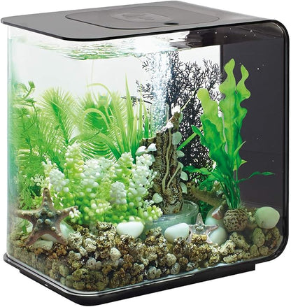 biOrb Flow 15 Acrylic 4-Gallon Aquarium with White LED Lights Modern Compact Tank for Tabletop or Desktop Display, Black biOrb