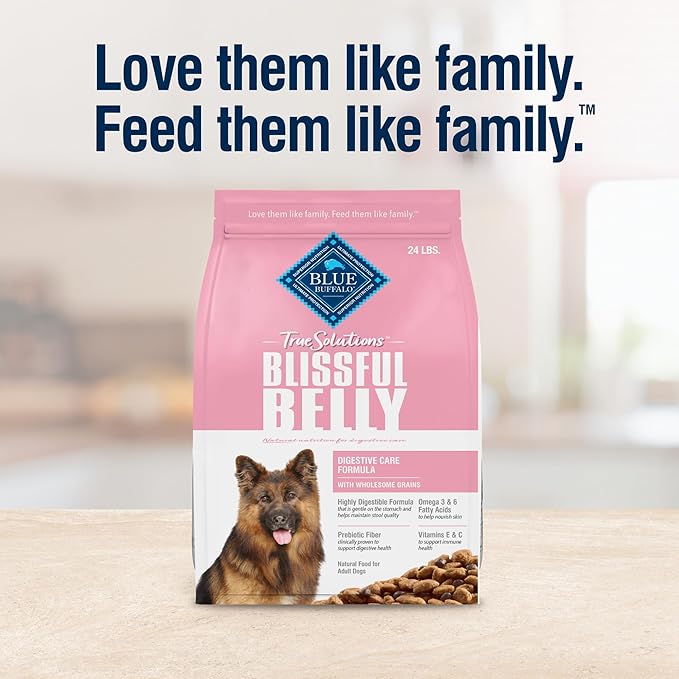 Blue Buffalo True Solutions Blissful Belly Digestive Care Natural Dry Food for Adult Dogs, Chicken, 24-lb. Bag - PAWPICO