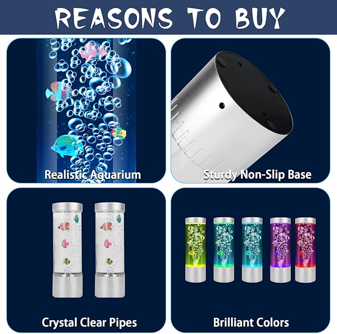 Bubble Fish Lamp, Sensory Bubble Tube Lamp, Artificial Fish Tank with Moving Fish, to Light Up Your Life Like a Lamp, Fish Tank Light and Aquarium Lamp, Excellent Gift for Kids & Adults SHTALHST