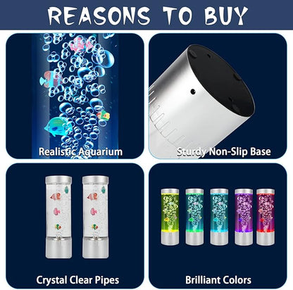 Bubble Fish Lamp, Sensory Bubble Tube Lamp, Artificial Fish Tank with Moving Fish, to Light Up Your Life Like a Lamp, Fish Tank Light and Aquarium Lamp, Excellent Gift for Kids & Adults SHTALHST