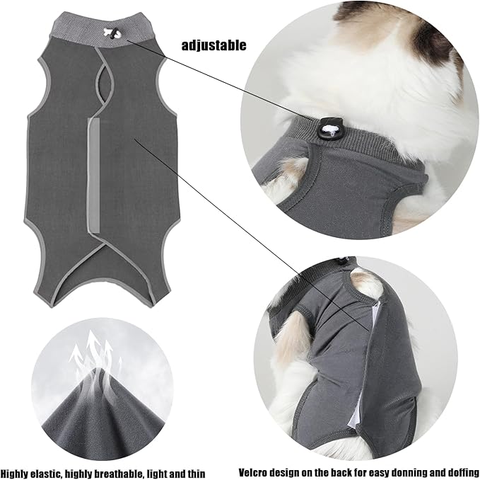 Cat Recovery Collar，Waterproof Anti-bite and Anti-Lick Wound Healing Safe Adjustable Elizabethan Collar，Cat Surgery Recovery Suit Cat Onesie for Cats After Surgery (Black, M) PAWPICO