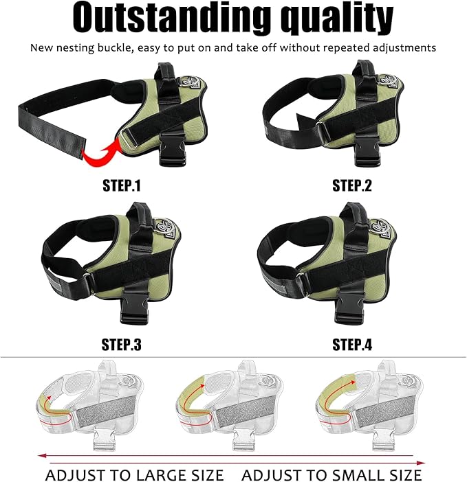 Bolux Dog Harness, No-Pull Reflective Dog Vest, Breathable Adjustable Pet Harness with Handle for Outdoor Walking - No More Pulling, Tugging or Choking Bolux