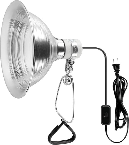 Simple Deluxe Adjustable Clamp Lamp with 8.5" Aluminum Reflector and Ceramic Base, 150W E26 Socket (Bulb Not Included), 6ft Power Cord, for Reptile Heat & Work Light, Silver SimpleDeluxe