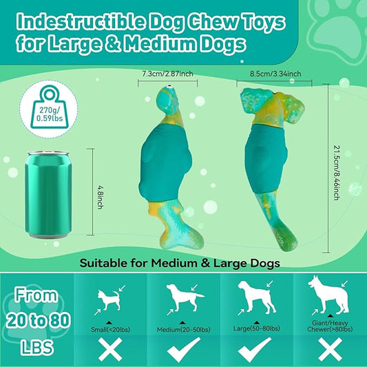 Dog Toys for Aggressive Chewers, Interactive Dog Chew Toys for Large Dogs, Indestructible Squeaky Dog Toys to Keep Them Busy, Tough Dog Toys for Medium/Large Breed Dogs (Green) - PAWPICO