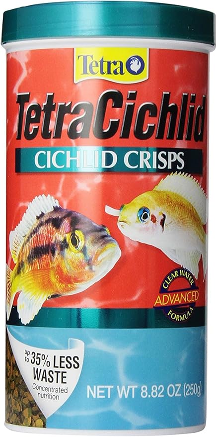 Tetra Cichlid Crisps, Nutritionally Balanced Fish Food for All Top and Mid-Water Cichlids, 8.82 oz Tetra