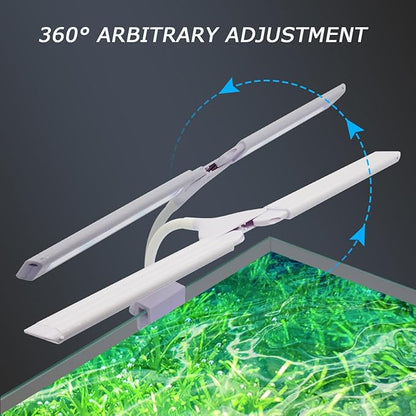LED Aquarium Light Full Spectrum Clip Fish Tank Light Plants Light Double Swing Arm Light 4W Suitable for 5-20 Gal Fish Tank PUEUTU