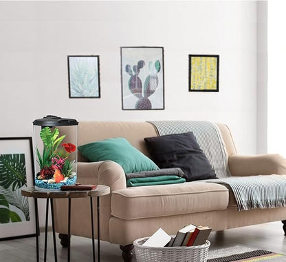 Koller Products 3-Gallon 360 Aquarium with LED Lighting (7 Color Choices) and Power Filter, Ideal for a Variety of Tropical Fish,Crystal-Clear Clarity,AP360A-3FFP DISCOVERTHEEXCITINGWORLDOFKEEPINGTROPICALFISH