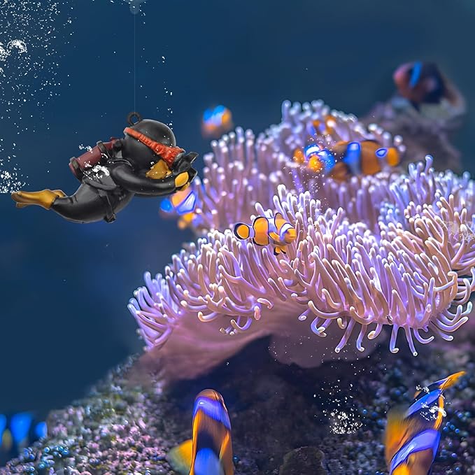 onesimcr Floating Fish Tank Decorations, Aquarium Decorations, Lovely Diver Fish Tank Decorations, Floating Device Fish Tank Accessories，Suitable for All Kinds of Fish Tanks(Black)… onesimcr