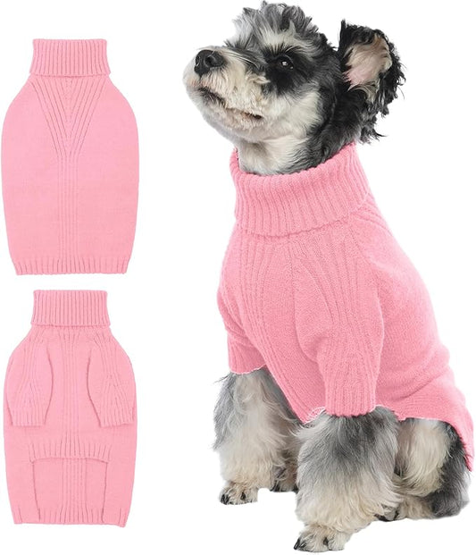 IECOii Dog Sweater,Dog Sweaters for Medium Dogs Girls Boys,Doggie Sweater Christmas,Pet Sweatshirt Knitwear Outfit for Holiday,KnitTurtleneck Warm Clothes for French Bulldog,Boston Terrier(Pink,M) - PAWPICO