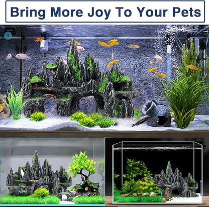 Large Fish Tank Decorations Fish Tank Decor Aquarium Rock Mountain View Aquarium Ornament Tree House Cave Fish Tank Rocks for Large Fish Tank Glofish Tank Decorations - 13 Inches Long GOLOMOZ
