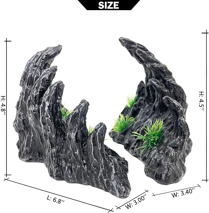 Aquarium Decoration Large and Tall for Fish Tank Rock Thematic Ornaments Aquarium Mountain View Stone Ornaments Aquarium Decor Shelter House Cave Fish Tank Decoration - Medium VMCN