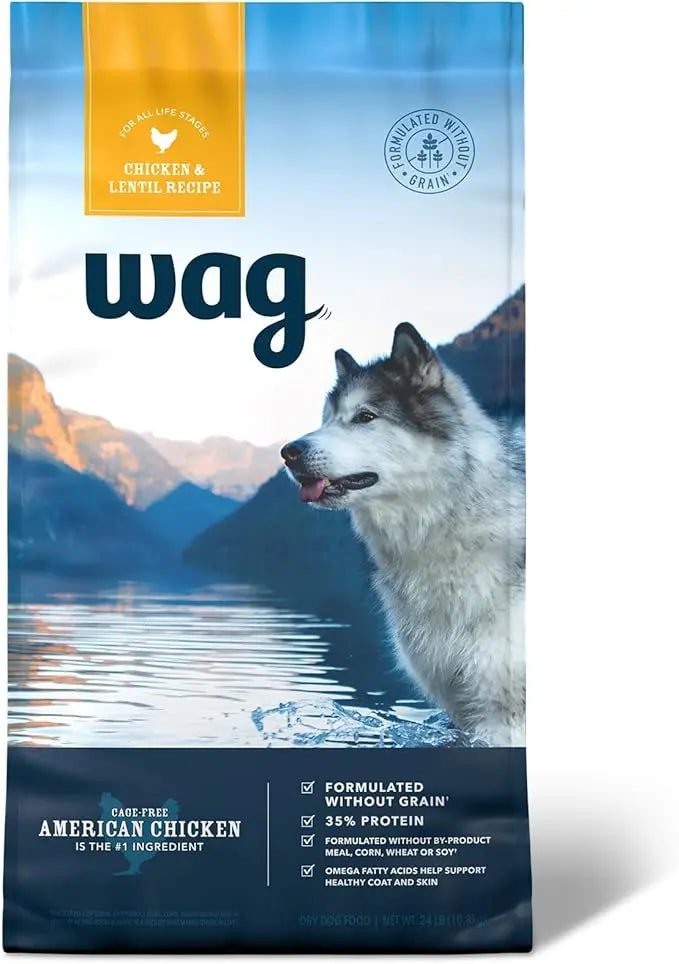 Amazon Brand - Wag Dry Dog Food Grain-Free Chicken & Lentil Recipe, High Protein (24 lb bag) - PAWPICO