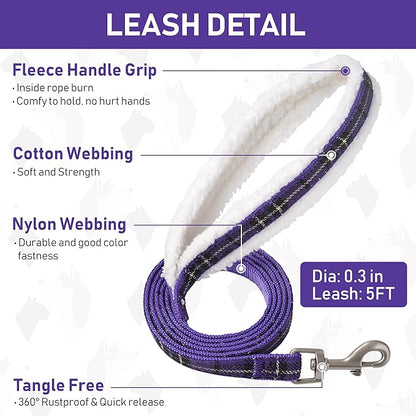 GAMUDA Small Dog Harness Collar and Leash Set, Step in No Chock No Pull Soft Mesh Adjustable Dog Vest Harnesses Plaid Reflective for Dogs Puppy Cats Kitten Rabbit (Warm Purple, XL) GAMUDACollarsCollection