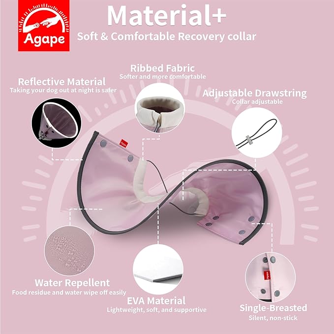 Agape Soft Dog Cone for Chihuahua, Comfy Cat Cone to Stop Licking, Protective Elizabethan Collar for Pup & Kitty, Lightweight E-Collar Alternative After Surgery, Pet Cones for Extra Small Dogs - XS Agape