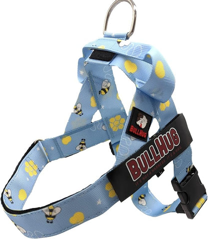 BULLHUG Harness – Made for Larger Chested Dogs Like English Bulldogs, French Bulldogs, Pugs & More. Stops Dogs from Pulling & Choking on Walks (Bumble BEE, Large) BULLHUG