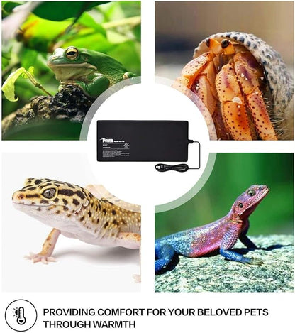 iPower PTHTPDCTRLV2HTPDXL 8"x18" Reptile Heating Pad Under Tank Terrarium Heat Mat with Digital Thermostat Temperature Controller for Small Animals iPower