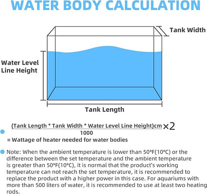 FREESEA Aquarium Heater for Fish Tank: 100W/200W/300W/500W Submersible Fish Tank Heater with Over-Temperature and Off-Water Protection for 75-120 Gallon Saltwater and Freshwater FREESEA