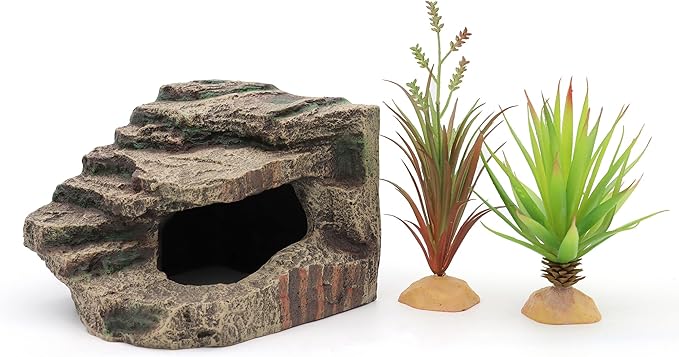 Reptile Hides Hideout Habitat, Reptile Caves for Bearded Dragons, Leopard Geckos, Lizards, Turtles, Snakes, Frogs (Medium-B) PAWPICO