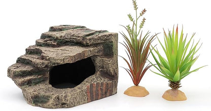 Reptile Hides Hideout Habitat, Reptile Caves for Bearded Dragons, Leopard Geckos, Lizards, Turtles, Snakes, Frogs (Medium-B) PAWPICO