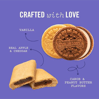 Three Dog Bakery Lick'n Crunch Baked Dog Treats, Carob and Peanut Butter Flavor, 13 Ounce Box, 6-Pack (114059) - PAWPICO