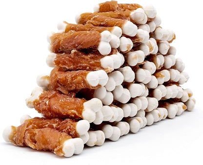 MON2SUN Dog Treats, Chicken Wrapped Calcium Dog Bones Without Rawhide, 2.3 Inch Training Treats for Teeth Cleaning and Fresh Breath, Dog Chews for Puppy and Small Dogs (56 Count - Pack of 1) - PAWPICO