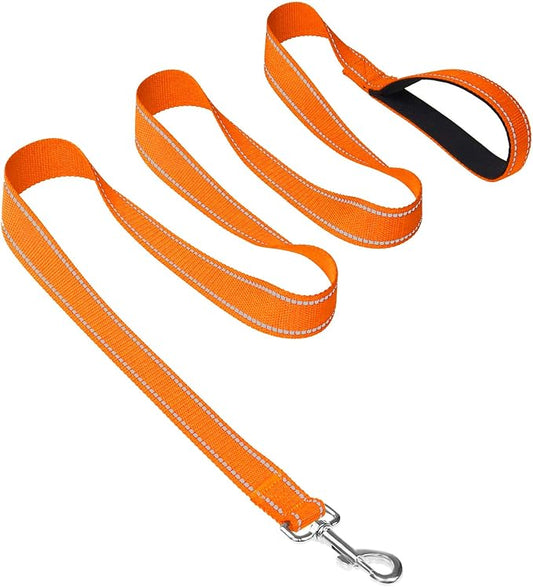 Joytale Double-Sided Reflective Dog Leash, 6 FT/5 FT/4 FT, Padded Handle Nylon Heavy Duty Leashes for Medium & Large Dogs Walking, Orange, 6FT Joytale