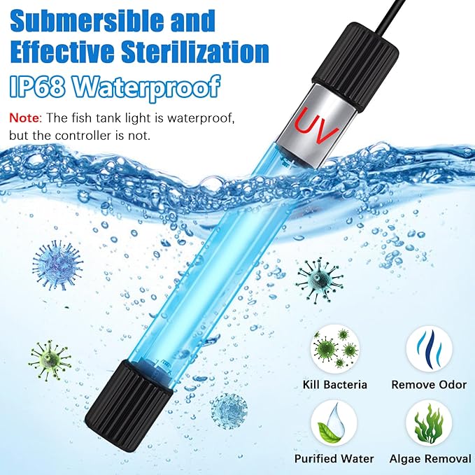 TAISHAN Aquarium Clean Light，13W & 11W & 9 W & 7 W & 5 W & 3 W Algae Removal Light with Timer,Aquarium Water Clean Green Clear Waterproof Clean Light for Fish Tank,Pond,Swimming Pool TAISHAN