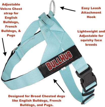 BULLHUG Harness – Made for Larger Chested Dogs Like English Bulldogs, French Bulldogs, Pugs & More. Stops Dogs from Pulling & Choking on Walks (Pink Floral, Large) BULLHUG