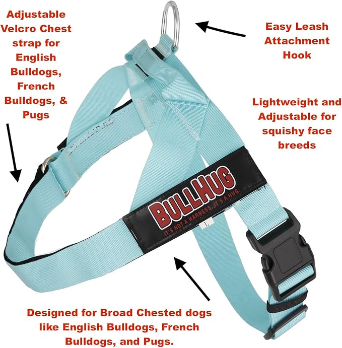 BULLHUG Harness – Made for Larger Chested Dogs Like English Bulldogs, French Bulldogs, Pugs & More. Stops Dogs from Pulling & Choking on Walks (Army, Small) BULLHUG