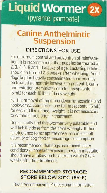 Durvet 2X Liquid Wormer, 2 oz, for Puppies and Adult Dogs - Pack of 2 Durvet
