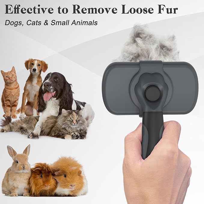 Swihauk Self Cleaning Slicker Brush - Skin Friendly for Dogs & Cats, Deshedding Grooming Tool for Shedding Hair, Puppy Brush for Haired Pets - PAWPICO