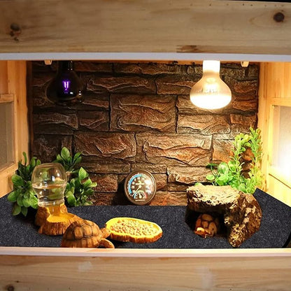 47" x 24" Large Reptile Carpet Terrarium Liner Bedding Reptile Substrate Mat Tank Accessories for Bearded Dragon Snake Lizard Tortoise Leopard Gecko (Black) Mechpia