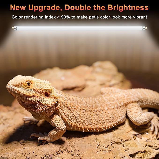 LUCKY HERP 2 Pack T5 UVB 10.0 Reptile Light 24W, UVA UVB Fluorescent Lamp Tube, UVB Lighting Bulb for Turtles, Chameleon, Tortoises, Lizard LUCKYHERP