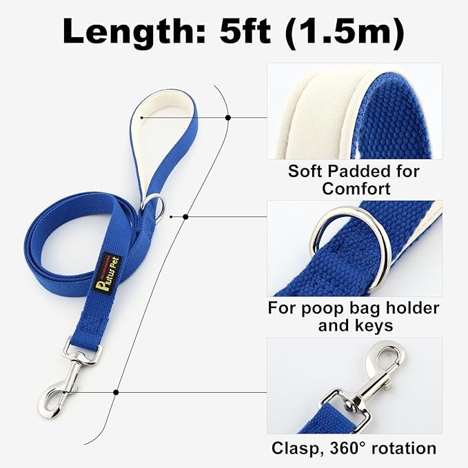 Plutus Pet Cotton Dog Harness and Leash Set, Reflective and Soft Padded, Quick Fit Vest Harness, for Small, Medium and Large Dogs, Royal Blue, XXS - PAWPICO