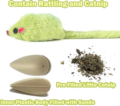 12PCS Cat Mouse Toy, Faux Fur Cat Mice Toys, 5.5” Realistic Size Mouse Toys for Cats, Rattle Cat Toy Mouse, Prefilled Catnip Mouse Cat Toy, Interactive Cat Toy for Bored Indoor Adult Cats - PAWPICO