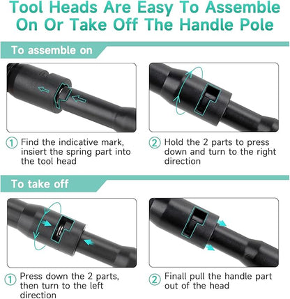 hygger 6-in-1 Aquarium Cleaning Tools, Multipurpose Fish Tank Cleaning Kit for 20-160 Gallon Tank with Telescopic Long Handle,6 Clean Heads hygger