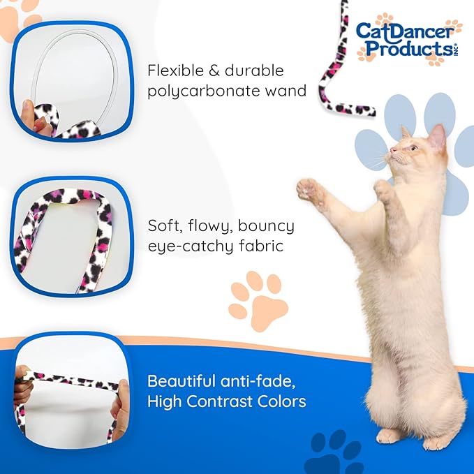 CAT DANCER Products Jungle Cat Charmer, Jungle Wand Toy for Kittens Training, Colorful Ribbon Cat Charmer, Interactive Catcher Wand for Cat Exercise (1 Pack, Multicolor) - PAWPICO