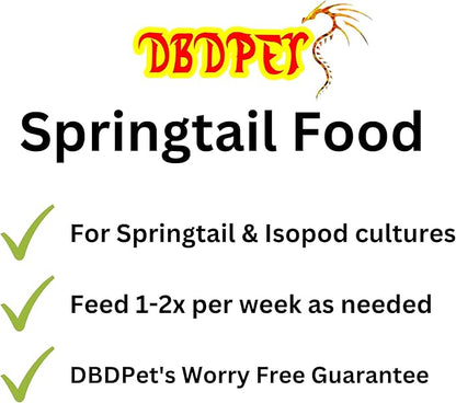 DBDPet Springtail Food (4oz Bottle) - Food for Springtail & Isopod Cultures - Explode Your Springtail Culture's Growth with Our Springtail Food DBDPet