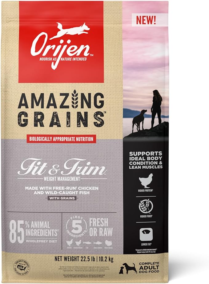 ORIJEN Amazing Grains™ Fit & Trim Dry Dog Food Recipe, 22.5lb - PAWPICO