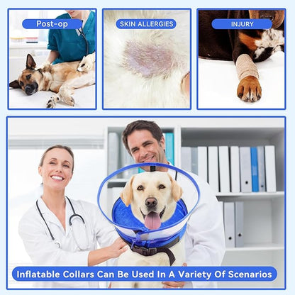 Dog Cone Collar, Inflatable Dog Cone After Surgery for Small Medium Large Dogs, Soft Dog Cone of Alternative with Enhanced Anti-Licking Guard Shield for Pets (Blue, M (Neck: 9"-12")) RoyalClaws
