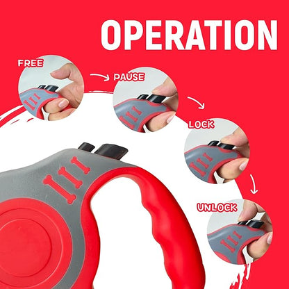 Retractable Dog Leash Automatic Telescopic Tractor Dog Tape, Pet Tape 10/16 FT Durable and Convenient, with Folding Bowl, Dispenser, Rubbish Bags, Suitable for Small and Medium Dogs - PAWPICO