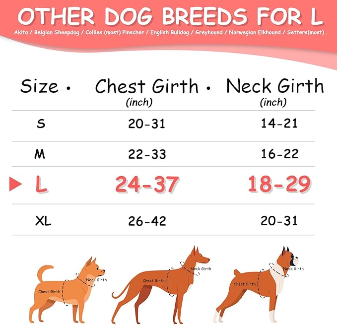 AUROTH Dog Harness for Large Dogs, Dog Vest Harness Large Size Dog, Large Dog Harness, No Pull Dog Harness for Large Dogs with Handle, Rose Red L - PAWPICO