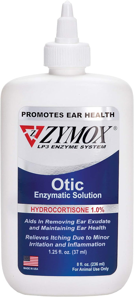 Zymox Otic Enzymatic Solution for Dogs and Cats to Soothe Ear Infections with 1% Hydrocortisone for Itch Relief, 8oz ZYMOX