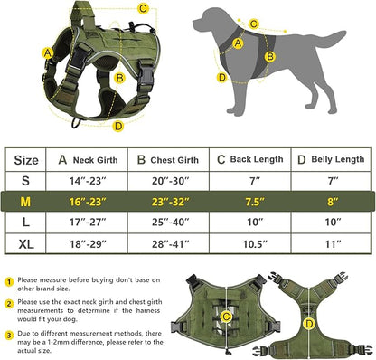 WINGOIN Green Harness with Handle Tactical Dog Harness Vest for Large Medium Dogs No Pull Adjustable Reflective K9 Military Dog Vest Harnesses for Walking, Hiking, Training(M) WINGOIN