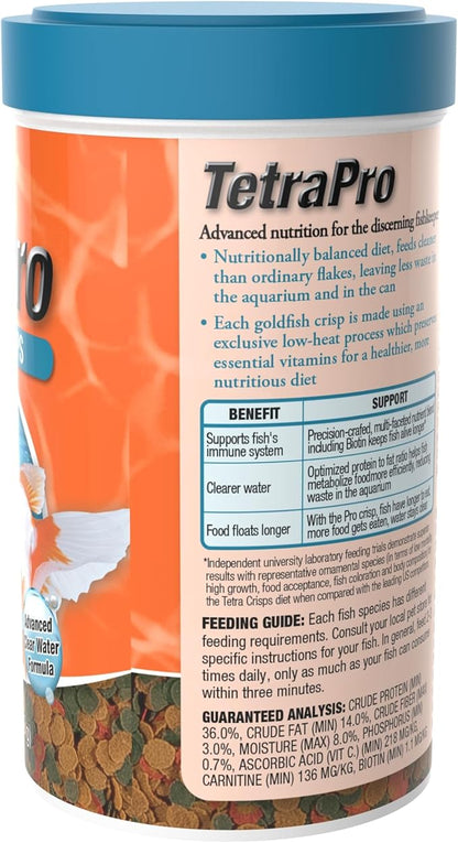 Tetra TetraPro Goldfish Crisps Fish Food, enhanced with biotin for optimal health, 3.03 oz Tetra