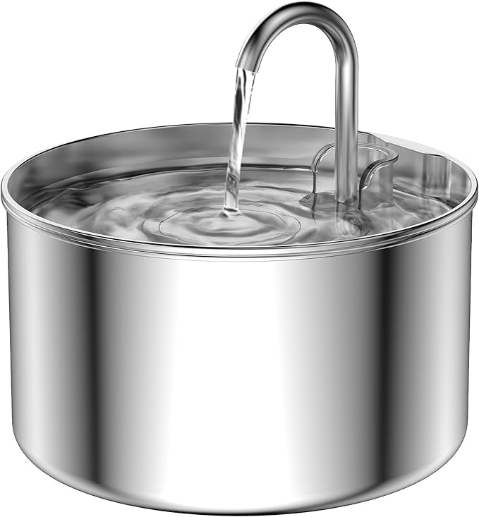 Cat Water Fountain Stainless Steel: Pet Water Fountains Indoor Metal Automatic Cat/Dog Waterer Bowls Faucet Bottle Watering Pets 24/7 Running Water Dispenser for Drinking - PAWPICO