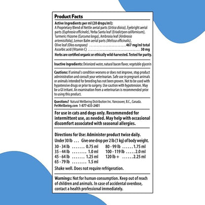 Pet Wellbeing Nettle-Eyebright Gold for Dogs & Cats - Vet-Formulated - Seasonal Sneezing, Itching, Watery Eyes - Natural Herbal Supplement 4 oz (118 ml) PetWellbeing